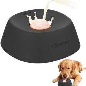 Slow Feeder Dog Bowls for Liquid Treat, Anti-Slip【Entertained Ball-in】 Bone Broth Dog Lick Bowl, 3/4 Cup Yogurt Pup Lick Toy for Large Medium Small Breeds Dietary Supplement/Post-op Nutrition
