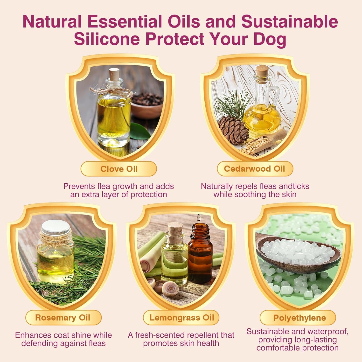 Natural Flea and Tick Collar for Dogs - 4 Pack, 8 Months Long-Lasting Protection, Waterproof, Adjustable Size for Small Medium and Large Dog - Image 6