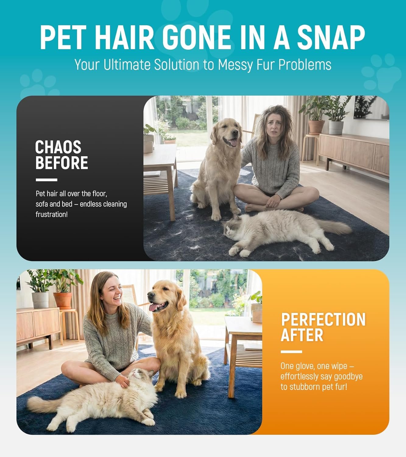 Pet Hair Removal Glove for Dogs & Cats - Upgraded Reusable Electrostatic Pet Hair Glove, Pet Hair Remover Tool for Laundry, Couch, Carpet & Car Seat, Gentle Grooming Mitt - Image 6