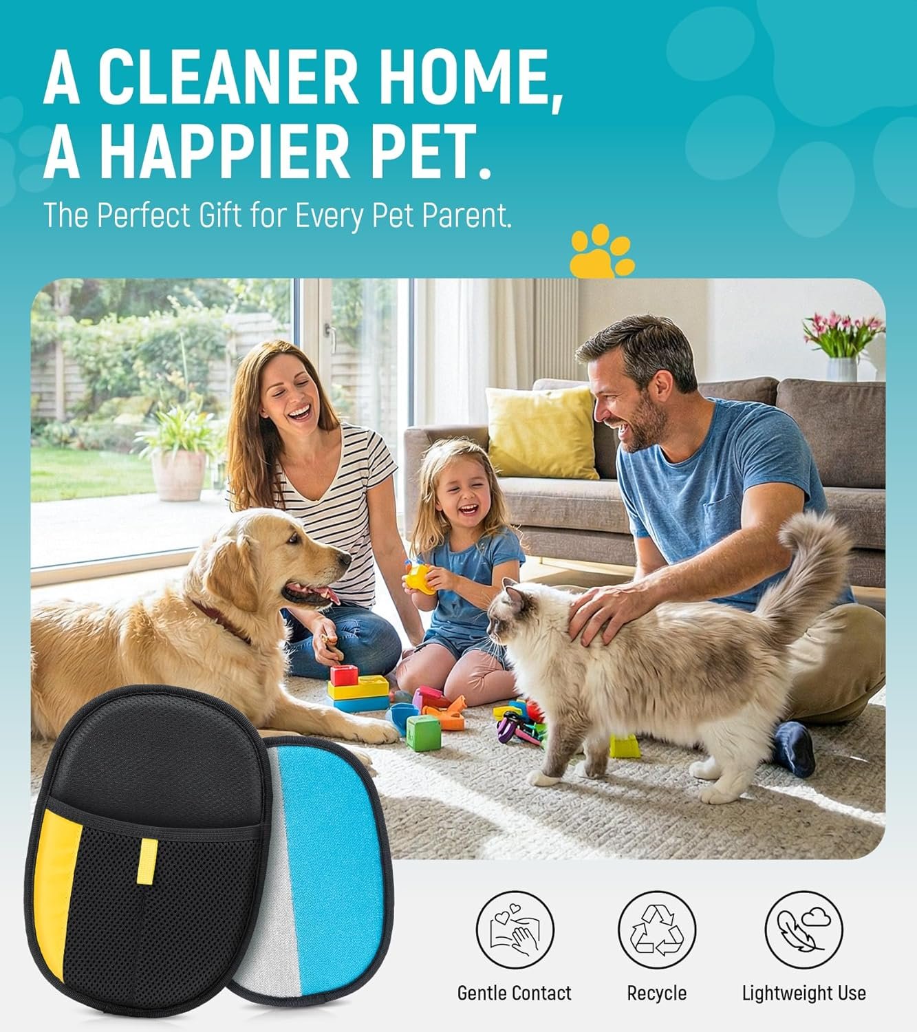 Pet Hair Removal Glove for Dogs & Cats - Upgraded Reusable Electrostatic Pet Hair Glove, Pet Hair Remover Tool for Laundry, Couch, Carpet & Car Seat, Gentle Grooming Mitt - Image 5