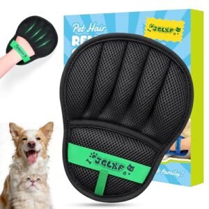 Upgraded Pet Hair Removal Glove for Dogs & Cats, Electrostatic Five-Finger Hair Remover for Furniture, Couch, Carpet, Clothing& Car Seat, 1Pcs Reusable Magic Brush Pet Hair Remover Tool (Black)