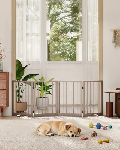 Free Standing Dog Gate Indoor, Foldable Dog Gate for Doorways Stairs Hallways, 3-Panel Freestanding Pet Gate with Support Feet for Stability, Folding Puppy Gate Easy to Move, Doggy Gate 54"x24" - Image 4