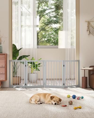 Free Standing Dog Gate Indoor, Foldable Dog Gate for Doorways Stairs Hallways, 3-Panel Freestanding Pet Gate with Support Feet for Stability, Folding Puppy Gate Easy to Move, Doggy Gate 54"x24" - Image 5