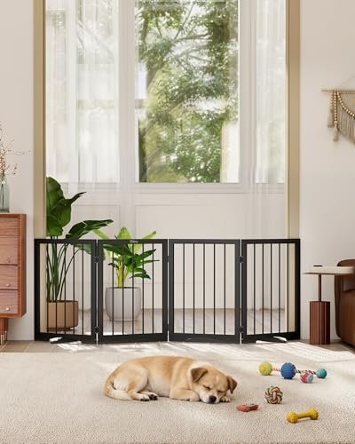 Free Standing Dog Gate Indoor, Foldable Dog Gate for Doorways Stairs Hallways, 3-Panel Freestanding Pet Gate with Support Feet for Stability, Folding Puppy Gate Easy to Move, Doggy Gate 54"x24" - Image 3